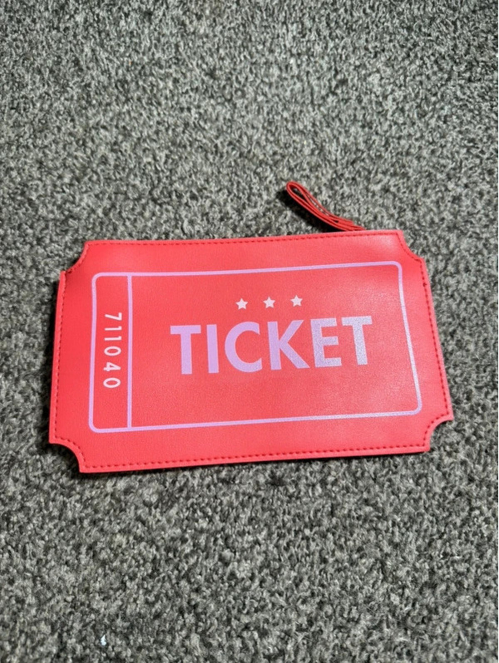 IPSY Red Movie Ticket Glam Bag Cosmetic Makeup Pouch Wristlet Novelty